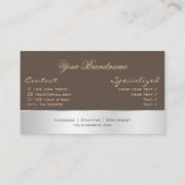 Braun mit Silberdekor und herrlicher Rose Blume Visitenkarte (Rückseite)
