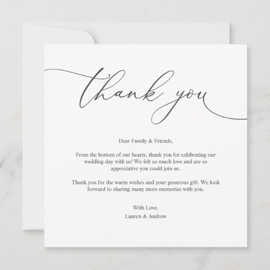 Braun Moderne Minimalistische Hochzeit Dankeschön Dankeskarte (Rückseite)