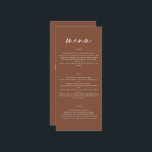 Braun moderne, schlichte Skripthochzeit Menükarte<br><div class="desc">Modernes,  schlichtes,  natürliches Brautmenü. Modernes,  sauberes Design. Skripttext.</div>