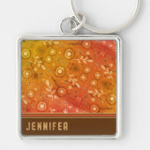 Braun Moderner Name für BlumenmusterKontakt Schlüsselanhänger (Vorne)