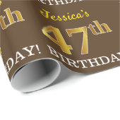 Braun, Nachahmung Gold Look "47. GEBURTSTAG" Geschenkpapier (Rolleneckpunkt)