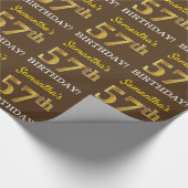 Braun, Nachahmung Gold Look "57. GEBURTSTAG" Geschenkpapier (Ecke)