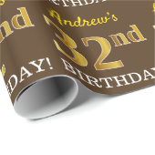 Braun, Nachahmung Gold sehen "32. GEBURTSTAG" Geschenkpapier (Rolleneckpunkt)