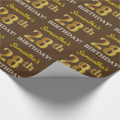 Braun, Nachahmungs-Gold-Look "28. GEBURTSTAG" Geschenkpapier (Ecke)