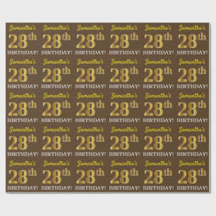 Braun, Nachahmungs-Gold-Look "28. GEBURTSTAG" Geschenkpapier