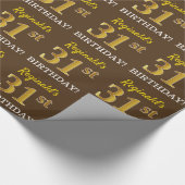 Braun, Nachahmungs-Gold-Look "31. GEBURTSTAG" Geschenkpapier (Ecke)
