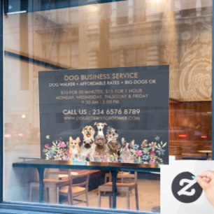 Braun-Navy-Hundeausführdienst Haustierfriseur groß Fensteraufkleber