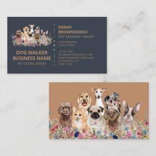Braun-Navy Online-Hunde-Spaziergang-Service Boutiq Visitenkarte