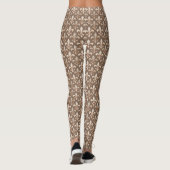 Braun Neutrales Erde Fleur-de-lis Design  Leggings (Rückseite)