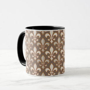 Braun Neutrales Erde Fleur-de-lis Design  Tasse
