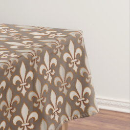 Braun Neutrales Erde Fleur-de-lis Design Tischdecke