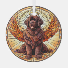 Braun Newfie Angel Rundweg Ornament Aus Glas