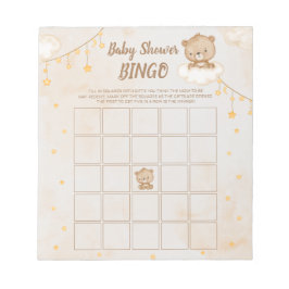 Braun Niedlich Bear Baby Dusche Bingo Notizblock