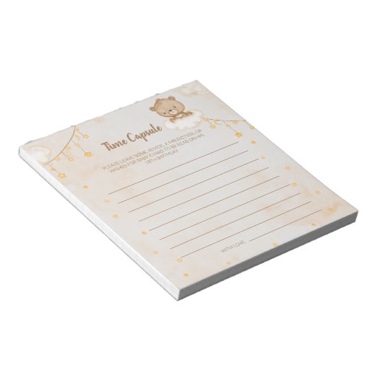 Braun Niedlich Bear Baby Shower Time Kapsel Notizblock (angewinkelt)