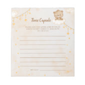 Braun Niedlich Bear Baby Shower Time Kapsel Notizblock (Vorderseite)