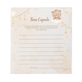 Braun Niedlich Bear Baby Shower Time Kapsel Notizblock