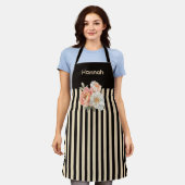 Braun oben mit Beige Streifen Blumenmuster Schürze (Getragen)