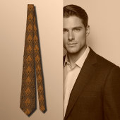 Braun & Orange Art Deco Diamant Muster Krawatte