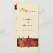 Braun Orange Blätter Hochzeitskarte, getrocknet Menükarte (Vorne/Hinten)