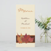 Braun Orange Blätter Hochzeitskarte, getrocknet Menükarte (Stehend Vorderseite)