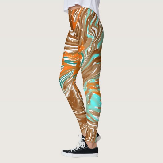 Braun, Orange, Boho Abstrakt Leggings (Links)
