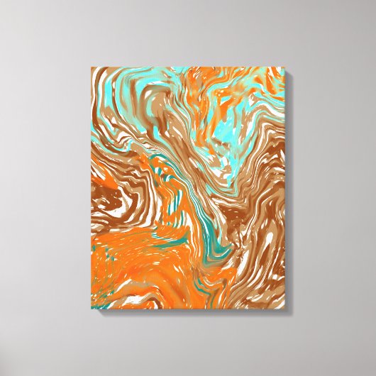 Braun, Orange, Boho Abstrakt Leinwanddruck (Vorderseite)