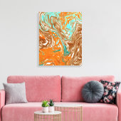 Braun, Orange, Boho Abstrakt Leinwanddruck (Insitu (Wohnzimmer))