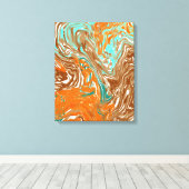 Braun, Orange, Boho Abstrakt Leinwanddruck (Insitu (Holzboden))