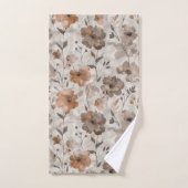Braun Orange Creme Blumen Badhandtuch Set (Handtuch)