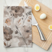 Braun Orange Creme Blumen Geschirrtuch (Viertel Falte)
