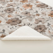 Braun Orange Creme Blumen Sherpadecke (3/4)