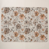 Braun Orange Creme Blumen Sherpadecke (Vorderseite (Horizontal))