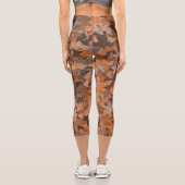 Braun Orange Dreieck-Muster Capri Leggings (Rückseite)