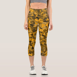 Braun Orange Dreieck-Muster Capri Leggings