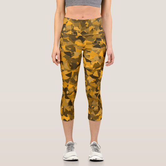 Braun Orange Dreieck-Muster Capri Leggings (Vorderseite)