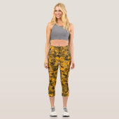 Braun Orange Dreieck-Muster Capri Leggings (Vorderseite)