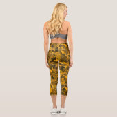 Braun Orange Dreieck-Muster Capri Leggings (Rückseite)