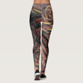 Braun, orange, goldfarbene Rose Leggings (Rückseite)