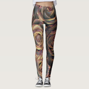 Braun, orange, goldfarbene Rose Leggings