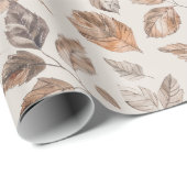 Braun Orange Herbst Blätter Geburtstag Geschenkpapier (Rolleneckpunkt)