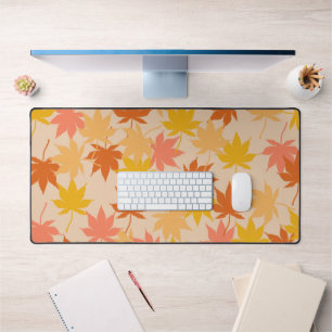 Braun Orange Herbst Blumen Blätter Y2K Muster Schreibtischunterlage