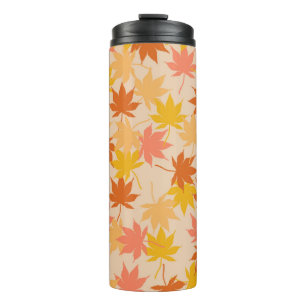 Braun Orange Herbst Blumenblätter Y2K Muster Thermosbecher