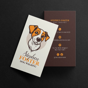 Braun Orange Hund Spaziergang Pet Sitter Tierpfleg Visitenkarte
