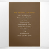 Braun-orange-Monogramm-Geschichte Widmung Hochzeit Dreifach-gefaltete Programmkarte (Innenseite Mitte)