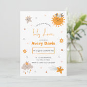 Braun & Orange Sky Babydusche Einladung (Stehend Vorderseite)