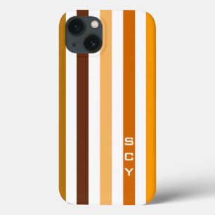 Braun Orange Vertikale Streifen Monogramm Case-Mate iPhone Hülle