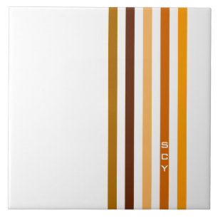 Braun Orange Vertikale Streifen Monogramm Fliese