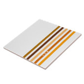 Braun Orange Vertikale Streifen Monogramm Fliese (Seite)