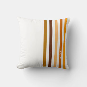 Braun Orange Vertikale Streifen Monogramm Kissen
