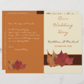 Braun-Orangen-Elfenbeinkühe-Blätter Hochzeitsprogr (Vorne/Hinten)